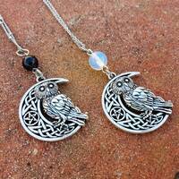 Owl and Crescent Moon Pentacle Necklace: Celtic Knot Witchcraft Pendant