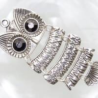 Owl Antique Silver 72x34mm Alloy Metal Pendant - Qty 1 (MB24A)