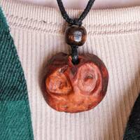 Hand-Carved Avocado Stone Necklace Owl Spirit Guide Natural Jewelry