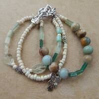Owl charm one of a kind beautiful beaded bracelet