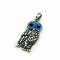 Sterling Silver 925  Ancient Greek Owl Goddess Athena's Symbol  Pendant 12x25mm, Greek Pendant ,