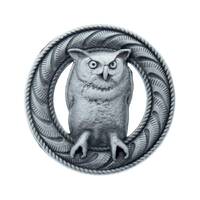 Pewter Owl Wood Badge Critter Concho