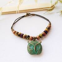 Bracelet hibou, bracelet bronze, bracelet bohème