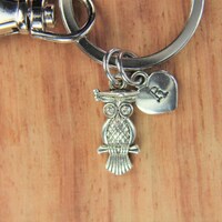 Owl Doctor Charm Silver Owl Doctor Charm Keychain Owl Doctor Charm Keyring Halloween Gift Outdoores