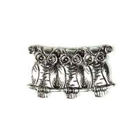 Three Owls 2 Loops Charms or Pendants Silver Ox (3) CP065