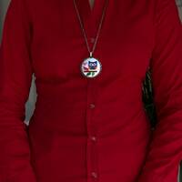 Handmade Owl Cross Stitch Necklace: Linen Embroidery Pendant