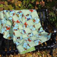 Green and Aqua Cowboy Owl Rag quilt