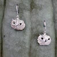 Taxco Sterling Silver Dangling Owls Earrings by Citlal Castillo