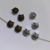 20 pcs Owl Spacer Beads, Metal Owl Head Spacer Beads, 11x11 mm, Metal Animal Head Spacer Beads, DIY 