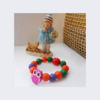 Owl natural bracelet for kids, Natural bangle for toddlers, Y2K jewelry