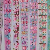 3 Yards - Owls - Grosgrain Ribbon - Your Choice Style - Single Sided 1"