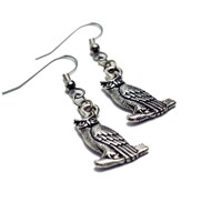 Owl Earrings in Silver - Silver Owl Earrings, Silver White Faced Owl Jewelry, Owl Earrings, Wildlife