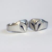 Barn Owl Ring With Blue Sapphire Eyes