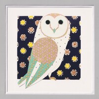 Barn owl blank greetings card, print, collage