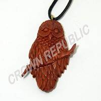 Owl Necklace Pendant  by Crown Republic | Hand Carved Wooden Necklace Pendant Jewelry - Unique and S