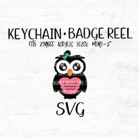 Keychain / Badge Reel SVG - Owl Cut File