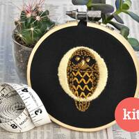 Owl Embroidery Starter Kit • Beginner DIY Stitch, Monogram 'O'