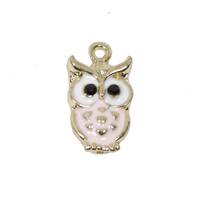 4 Pcs Owl Enamel Charm Craft Supplies Gold Plated Pendant 20mm x 10mm