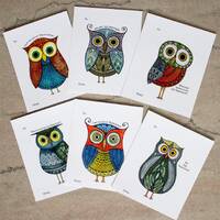 Kid's Valentine's cards for school.  Cute Owl Valentines - 6 different owls.  Downloadable c