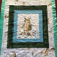 Homemade Baby Quilt Flannel and Minky Owl Forest Animals Receiving Blanket Quilt, Owl Blanket Baby S