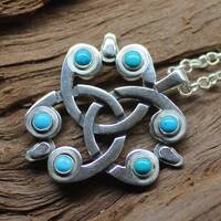 Sterling Silver Owl Pendant: Celtic Trinity Knot with Gemstones