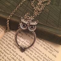 Vintage Inspired Owl Magnifying Glass Pendant