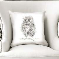 Owl Cushion, Black and White Pillow, Soft Furnishings, Home Decor, Art for the Home