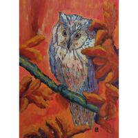 Smart Owl Painting Bird of Night Original Art | Wild Beast Artwork gift | Animal Art Acrylic Paintin