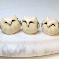 White Owl Terrarium Figurines - Ceramic Owl Miniature - Pottery Owl - Terrarium Miniatures - Miniatu