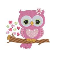 Owl Embroidery Design, Valentine's Day Owl, Hearts, Fill Stitch Owl, Valentine Owl, Machine Embr