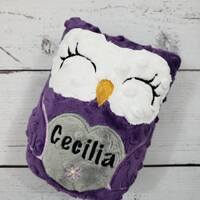 Personalized Owl Stuffed Animal Owl-Personalized Stuffed Owl-Plush Owl-Purple-Amethyst-Gray-Cuddly O