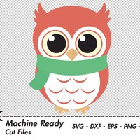 Cute Winter Owl SVG Cut Files, PNG owls clipart, baby owl art, fall clip art, printable woodland ani