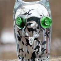 Vintage Art Glass Owl Paperweight