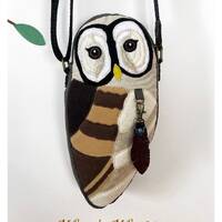 Owl Bag, Felt Patchwork Owl Bag, Woodland Owl Bag, Owl Patchwork Bag, Owl Bags, Mixed Materials Owl