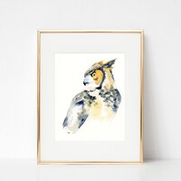 Great Horned Owl - Watercolor Print