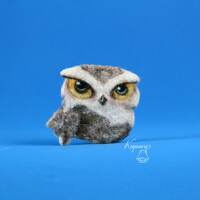 Felt owl brooch, needle felted bird jewelry, figural woodland pin, jacket shawl accessories, teacher