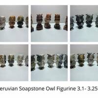 Set of 5 Peruvian Soapstone Owl Figurine 3.1- 3.25"H, Great for Housewarming Gift, Paperweight 
