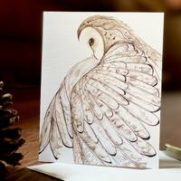 Set of 3 Barn Owl in Flight Watercolor and Ink Greeting Card - 4" x 5"