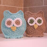 Owl Washcloths Washmitts Valentine's or Easter Gift  Bath time's a HOOT with Addy and Andrew