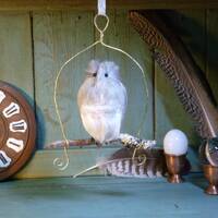 Hibou / chouette, suspension, décoration à suspendre, plume, pièce unique