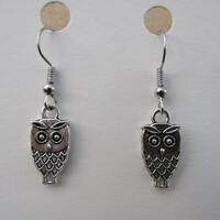 Owl Silver Charm Earrings