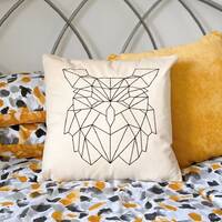 Geometric Owl Head Pillow Case - Geometric Wild Animal Bird Art Cushion Cover