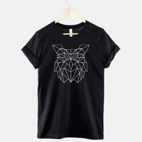 Geometric Owl Head TShirt - Geometric Bird Of Prey Print T-shirt - Wild Animal Gift Print