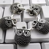 30 - 50 Pcs Antique Silver Owl Charms, Metal Owl Charms, 12x16 mm Animal Charms, DIY Jewelry Supply,