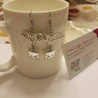 Owl & Letter Silver Dangle Earrings