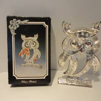 Elegance Silver Plated Owl Earring Holder,Collectible Silver Plated Owl Earring Holder,Vintage Elega