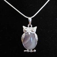 Cute Amethyst Owl pendant made with real semi-precious Amethyst cabochon on 925 stamped silver 18&qu