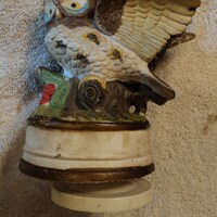 vintage ceramic owl music box figurine soft colors nature themed cabin decor man cave bird collectio