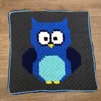 Crochet Blue Owl Blanket
