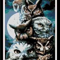 3 Owl PATTERNS for Counted Cross Stitch-Rug Hooking-Plastic Canvas-Needlepoint Tapestry-Perler-Croch